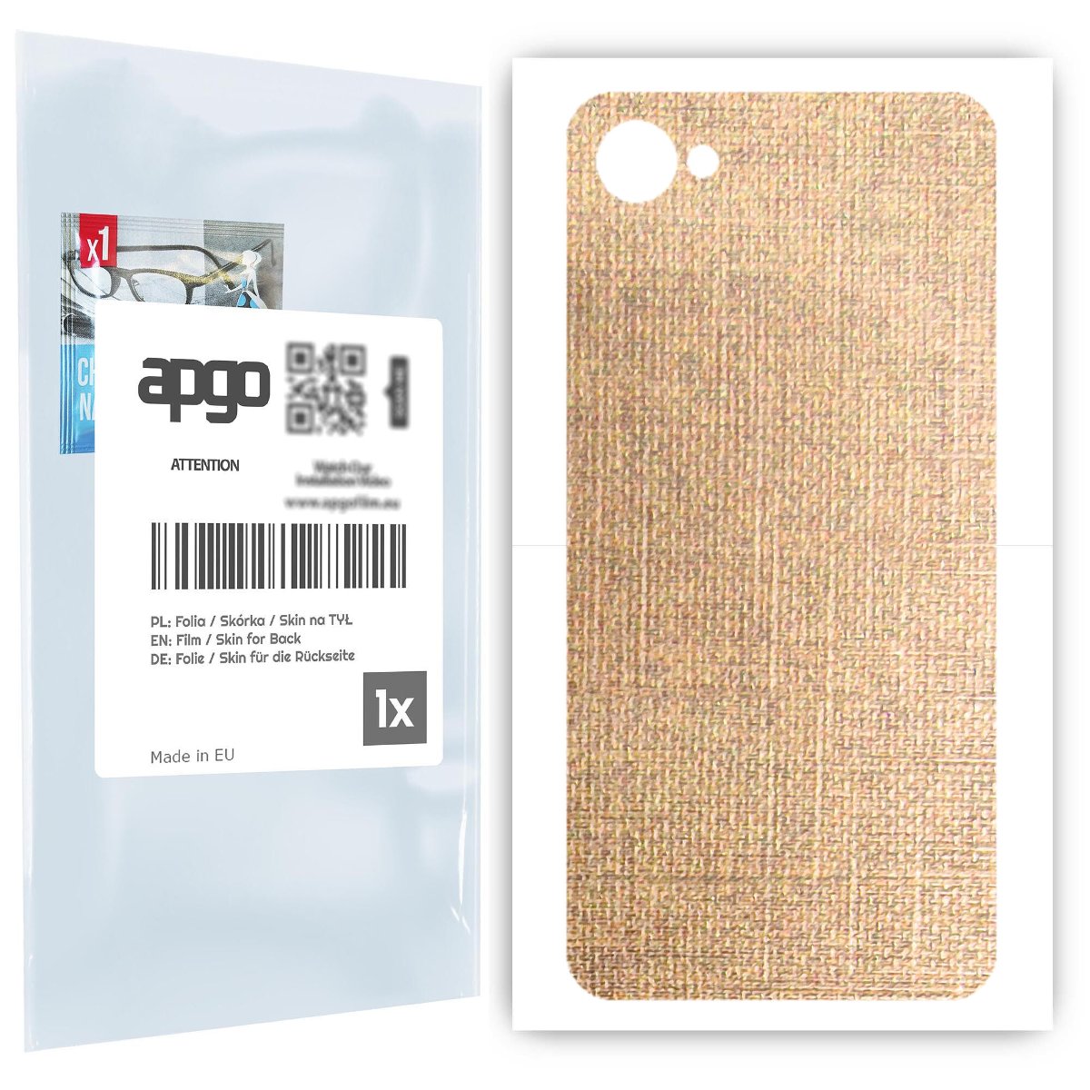 Folia naklejka skórka strukturalna na TYŁ do HTC Desire 12 -  Tkanina Denim Beżowy - apgo SKINS