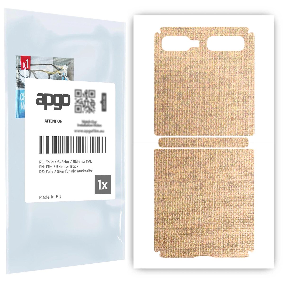 Folia naklejka skórka strukturalna na TYŁ do Samsung Galaxy Z Flip -  Tkanina Denim Beżowy - apgo SKINS