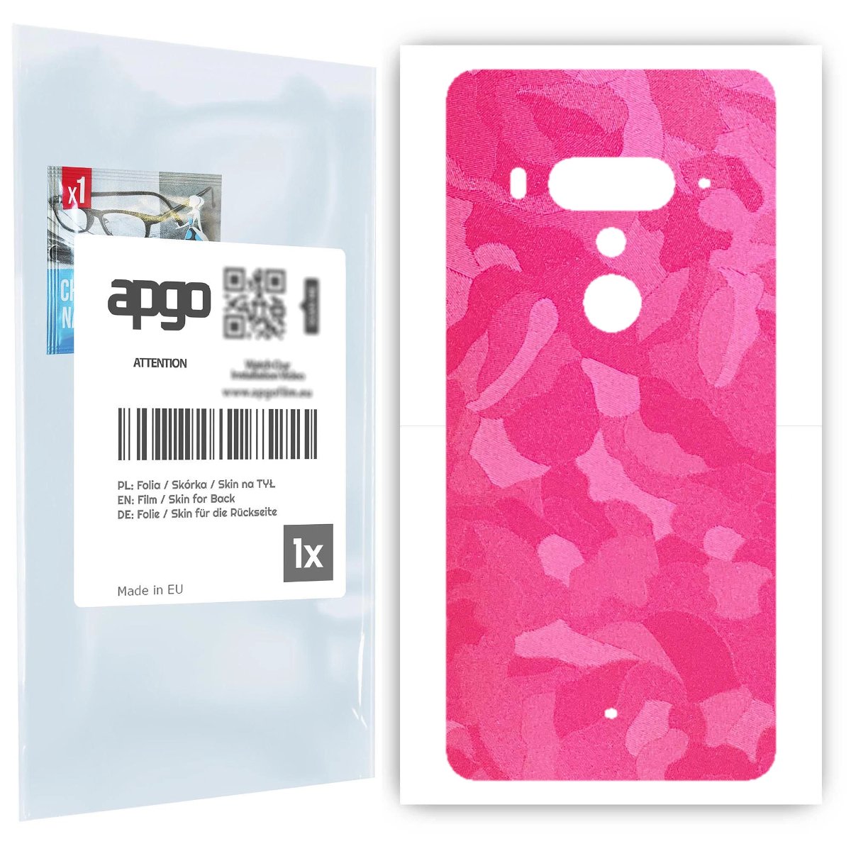 Folia naklejka skórka strukturalna na TYŁ do HTC U12+ -  Moro | Camo Różowy - apgo SKINS