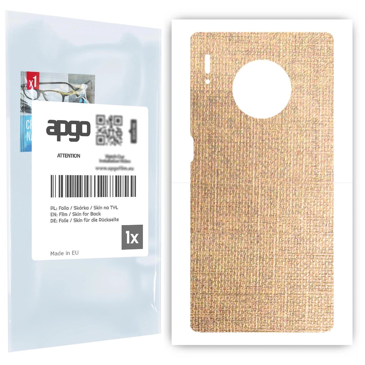 Folia naklejka skórka strukturalna na TYŁ do Huawei Mate 30 Pro -  Tkanina Denim Beżowy - apgo SKINS