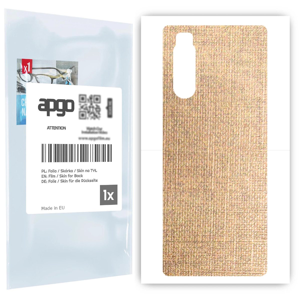 Folia naklejka skórka strukturalna na TYŁ do Sony Xperia 5 -  Tkanina Denim Beżowy - apgo SKINS