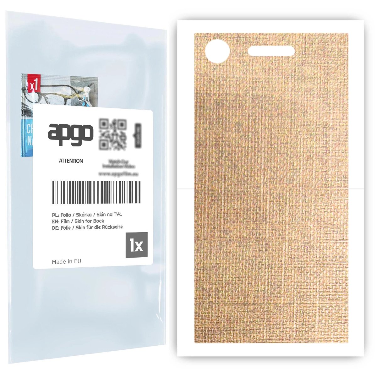 Folia naklejka skórka strukturalna na TYŁ do Sony Xperia XZ1 -  Tkanina Denim Beżowy - apgo SKINS