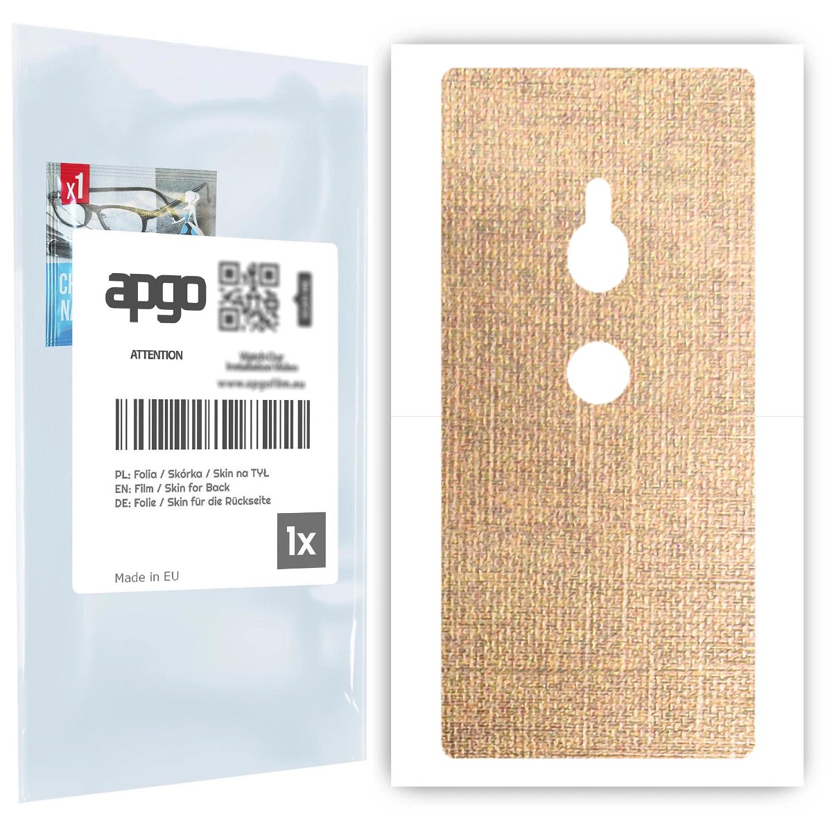 Folia naklejka skórka strukturalna na TYŁ do Sony Xperia XZ2 -  Tkanina Denim Beżowy - apgo SKINS