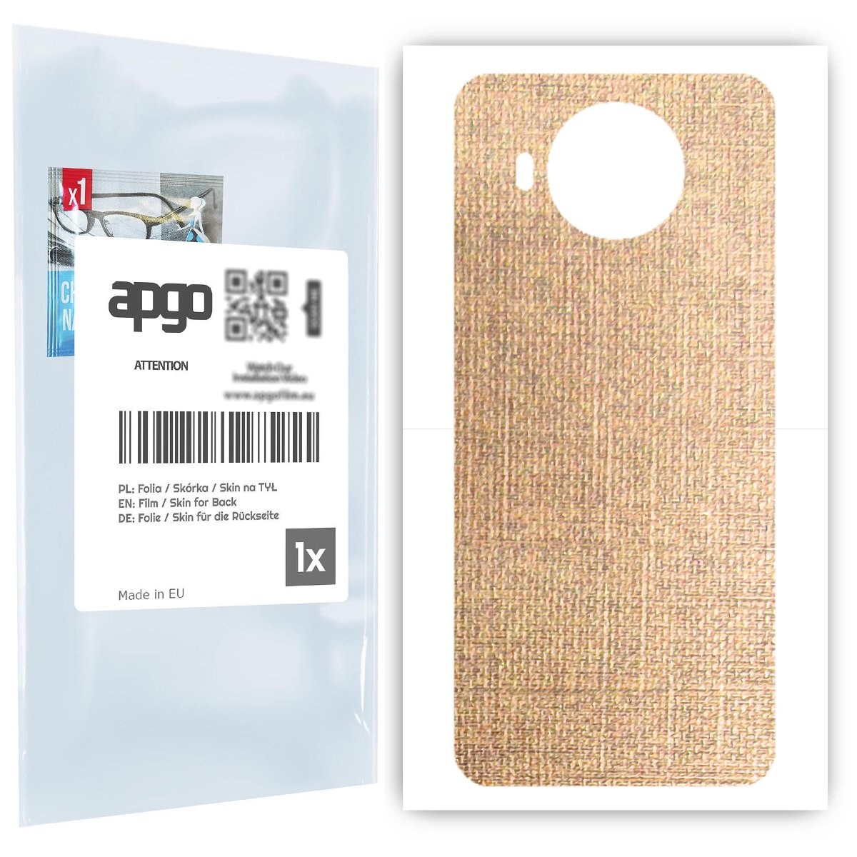 Folia naklejka skórka strukturalna na TYŁ do Nokia 8.3 5G -  Tkanina Denim Beżowy - apgo SKINS