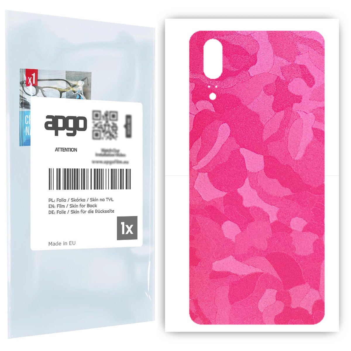 Folia naklejka skórka strukturalna na TYŁ do Huawei P20 -  Moro | Camo Różowy - apgo SKINS