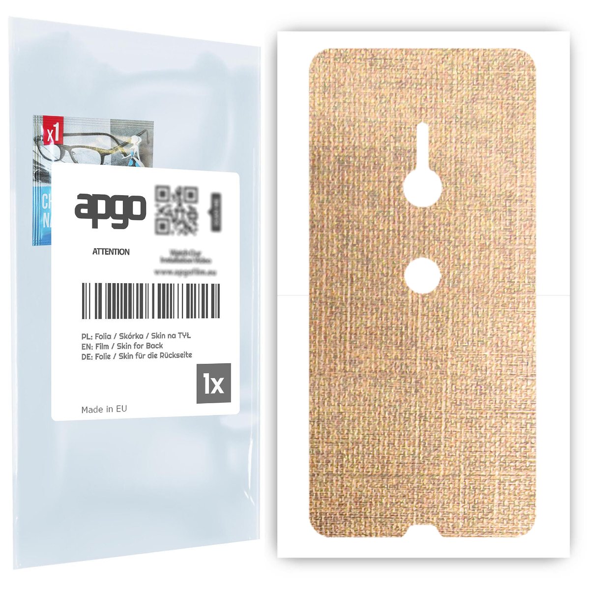 Folia naklejka skórka strukturalna na TYŁ do Sony Xperia XZ3 -  Tkanina Denim Beżowy - apgo SKINS