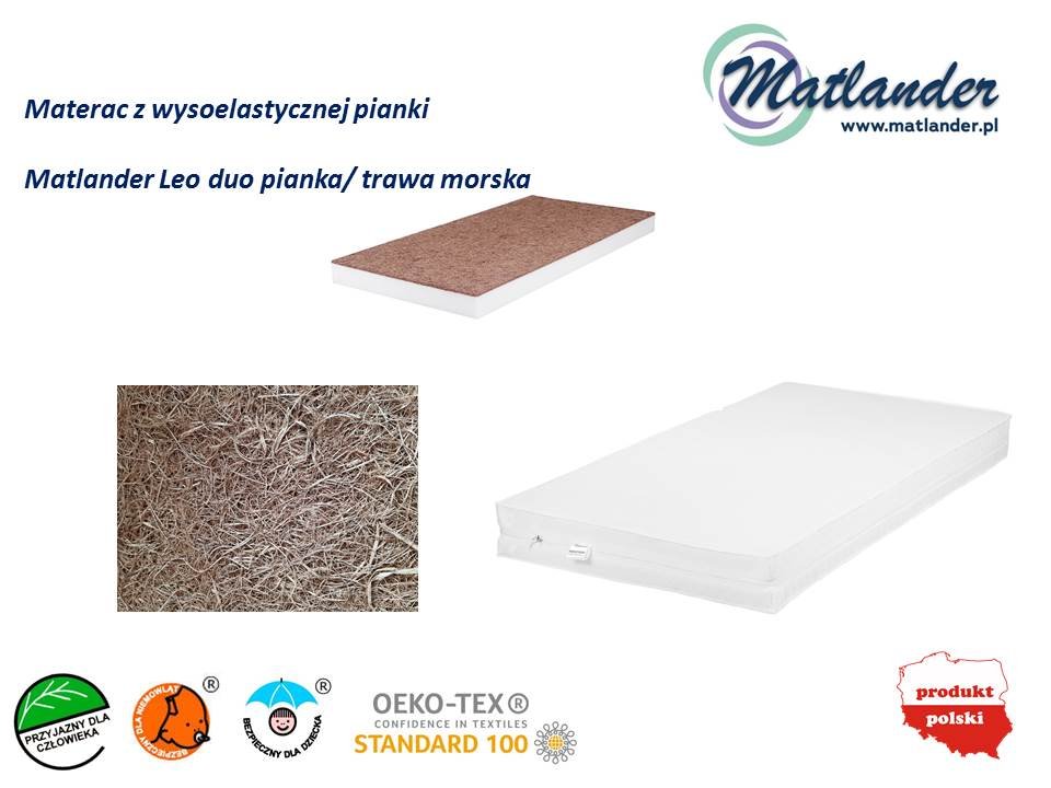 Materac z wysoelastycznej pianki Matlander Leo duo  pianka/ trawa morska