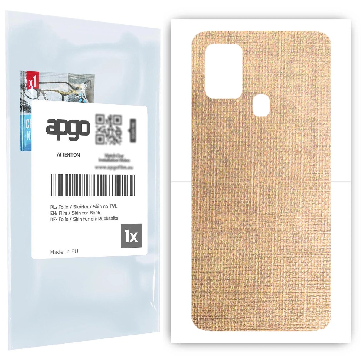 Folia naklejka skórka strukturalna na TYŁ do Samsung Galaxy A21s -  Tkanina Denim Beżowy - apgo SKINS