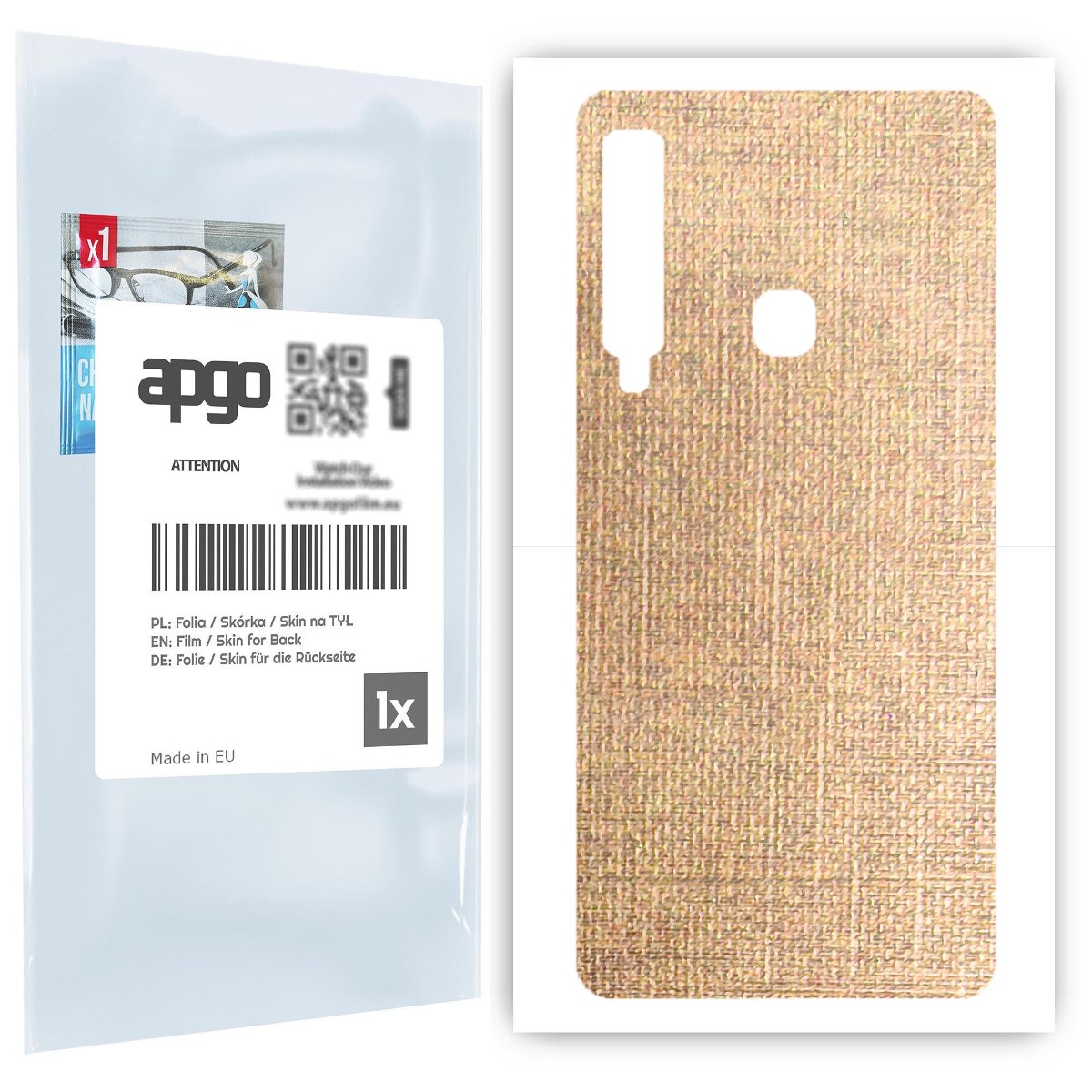 Folia naklejka skórka strukturalna na TYŁ do Samsung Galaxy A9 (2018) -  Tkanina Denim Beżowy - apgo SKINS