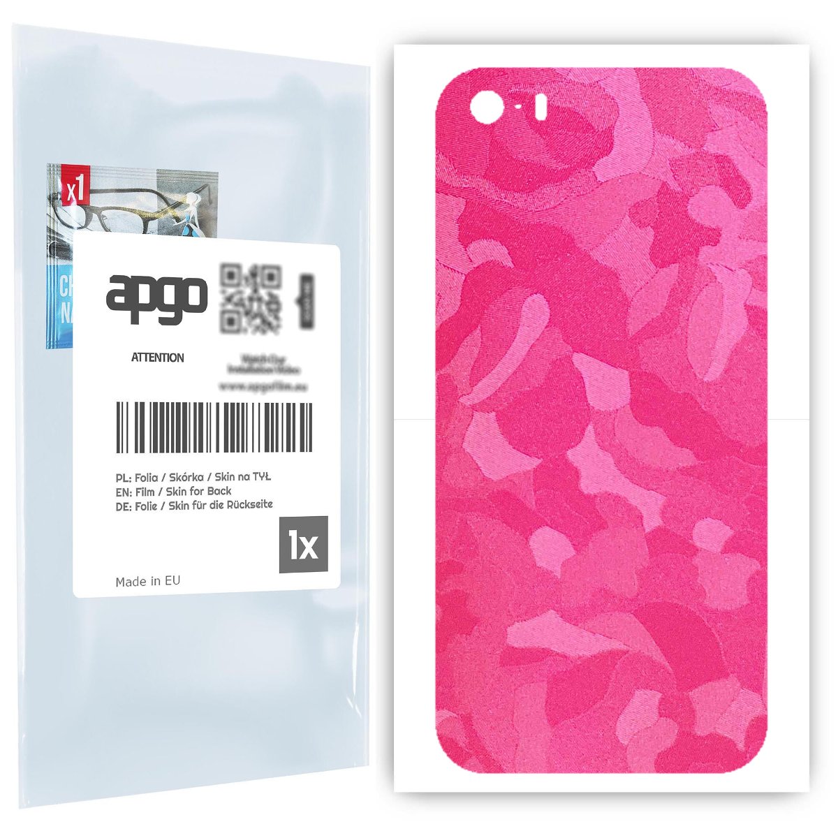 Folia naklejka skórka strukturalna na TYŁ do Apple iPhone 5 -  Moro | Camo Różowy - apgo SKINS