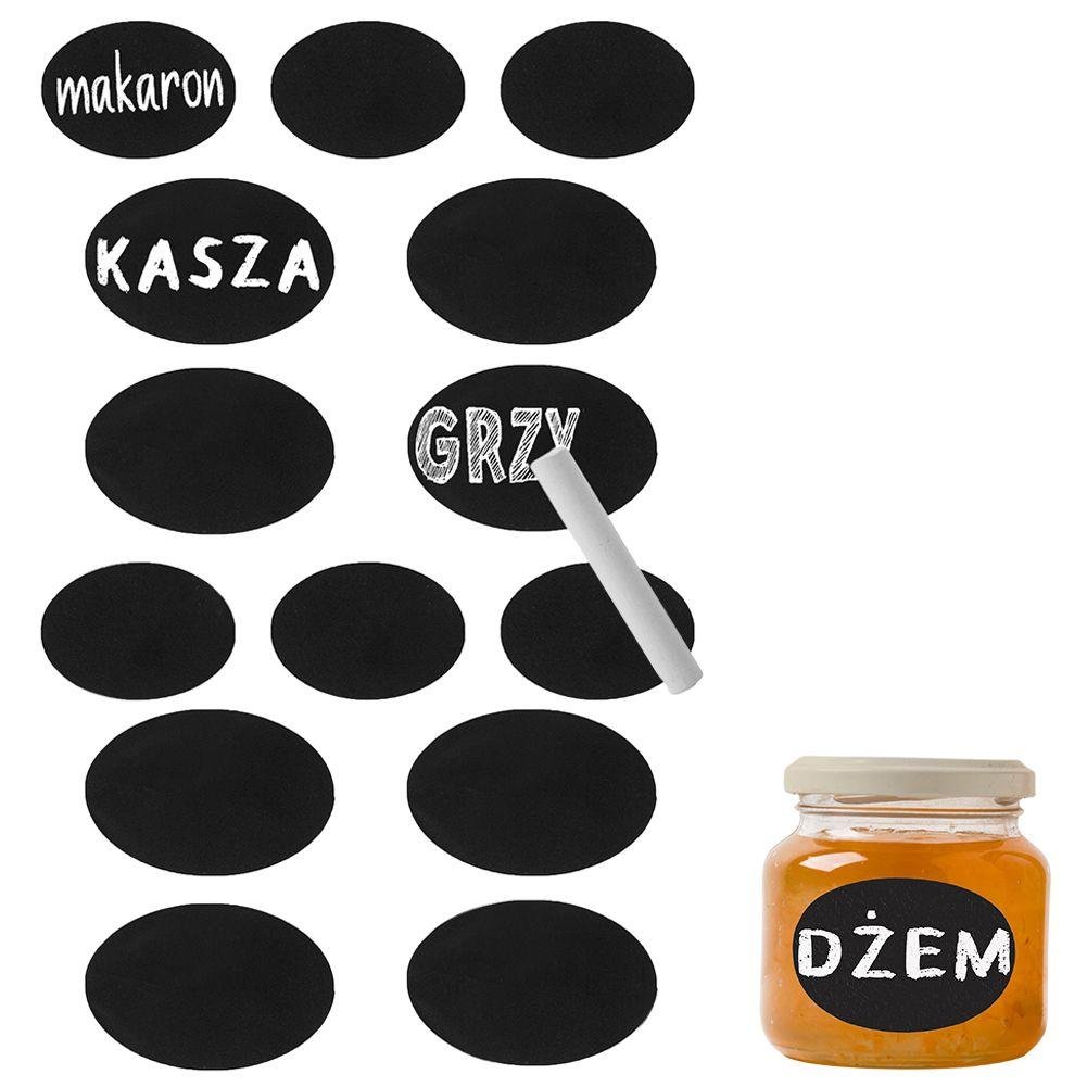 Orion Etykiety kredowe naklejki na słoiki przetwory samoprzylepne owalne kreda zestaw komplet 14 sztuk O-842281 + O-842281