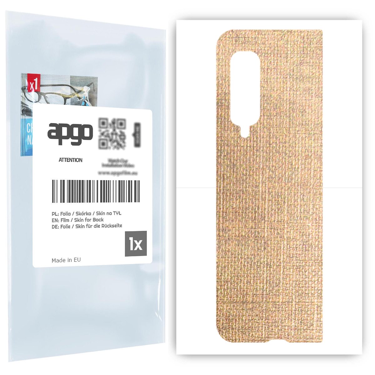 Folia naklejka skórka strukturalna na TYŁ do Samsung Galaxy Fold -  Tkanina Denim Beżowy - apgo SKINS