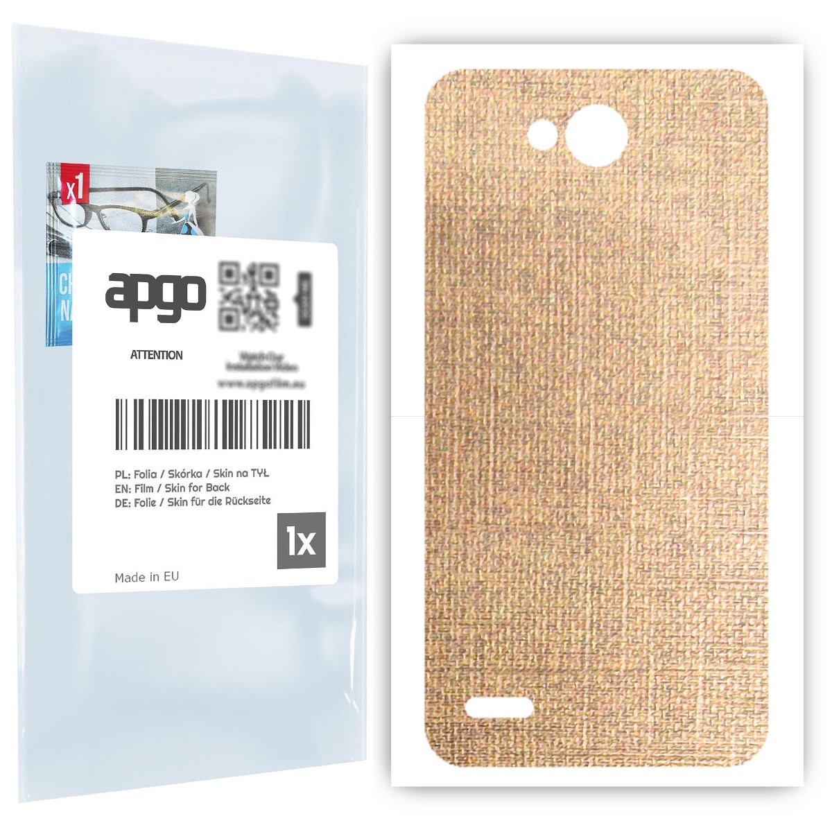 Folia naklejka skórka strukturalna na TYŁ do LG X power2 -  Tkanina Denim Beżowy - apgo SKINS