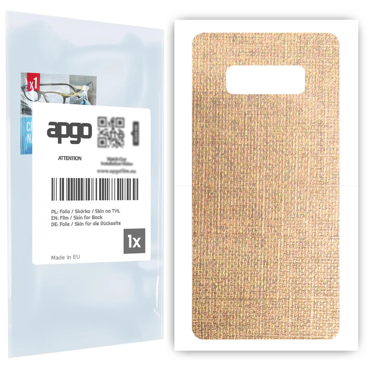 Folia naklejka skórka strukturalna na TYŁ do Samsung Galaxy Note 8 -  Tkanina Denim Beżowy - apgo SKINS