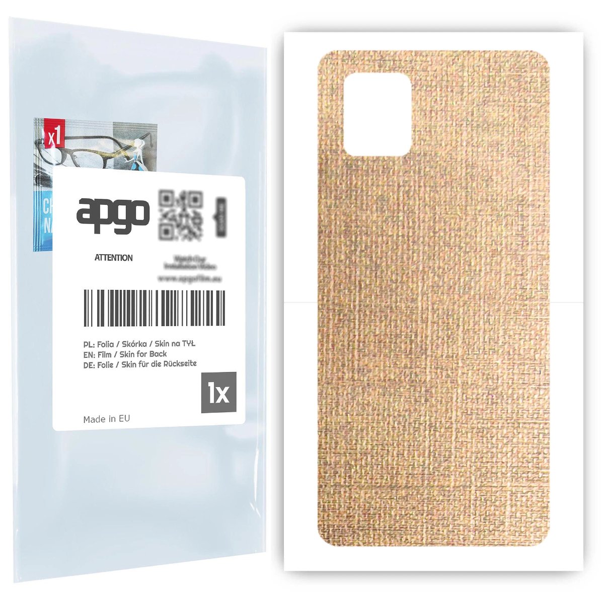 Folia naklejka skórka strukturalna na TYŁ do Samsung Galaxy Note 10 Lite -  Tkanina Denim Beżowy - apgo SKINS