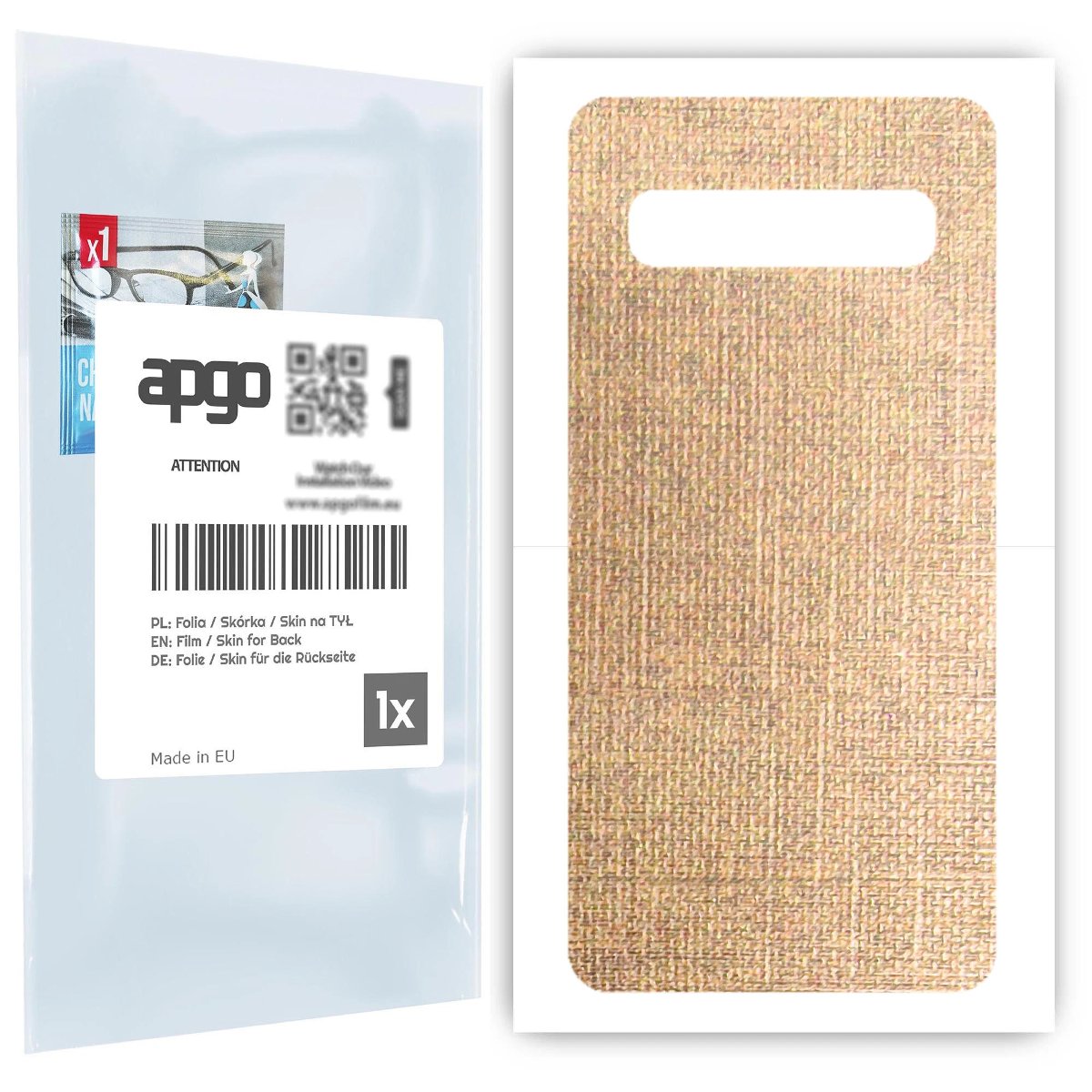 Folia naklejka skórka strukturalna na TYŁ do Samsung Galaxy S10 5G -  Tkanina Denim Beżowy - apgo SKINS