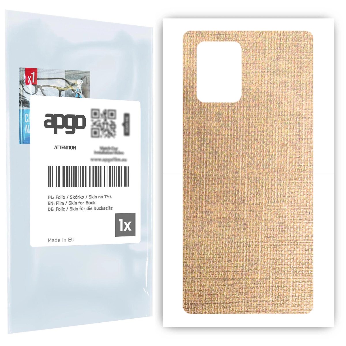 Folia naklejka skórka strukturalna na TYŁ do Samsung Galaxy S10 Lite -  Tkanina Denim Beżowy - apgo SKINS