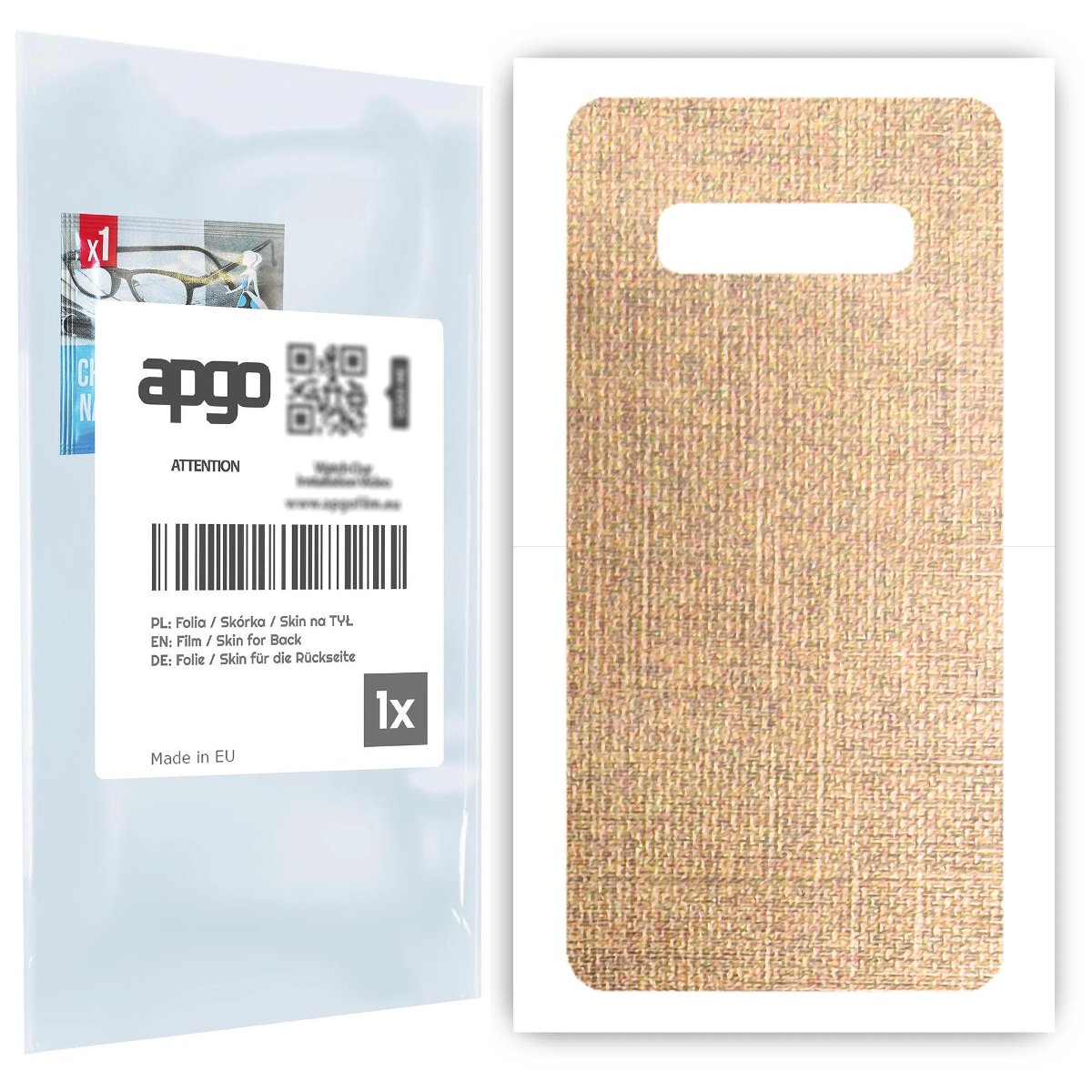 Folia naklejka skórka strukturalna na TYŁ do Samsung Galaxy S10+ -  Tkanina Denim Beżowy - apgo SKINS