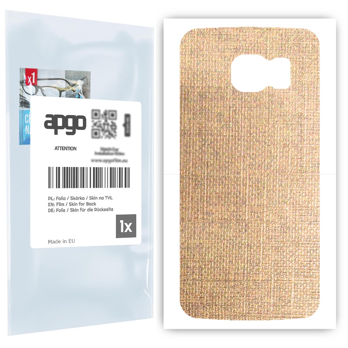 Folia naklejka skórka strukturalna na TYŁ do Samsung Galaxy S6 G920 -  Tkanina Denim Beżowy - apgo SKINS