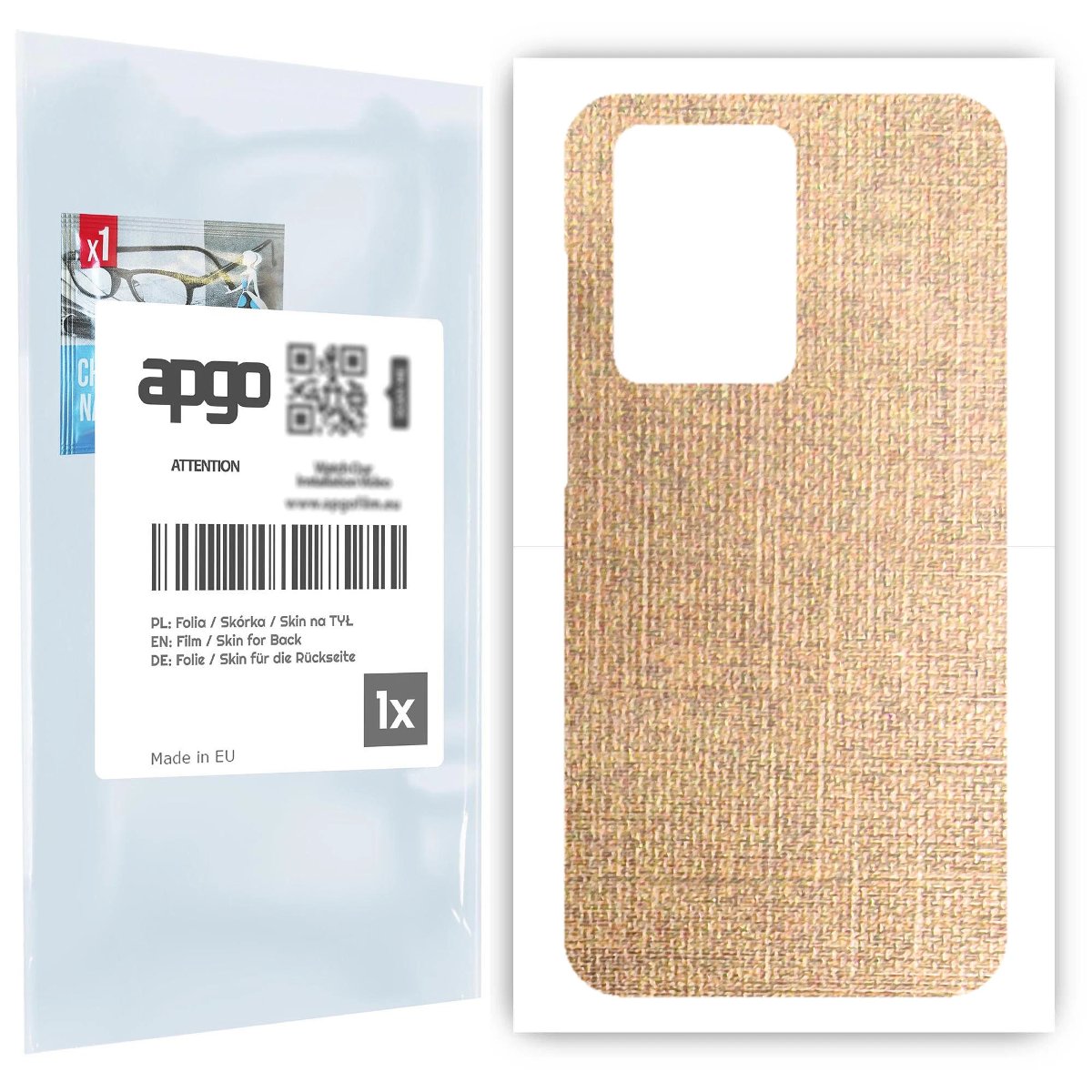 Folia naklejka skórka strukturalna na TYŁ do Samsung Galaxy S20 Ultra -  Tkanina Denim Beżowy - apgo SKINS