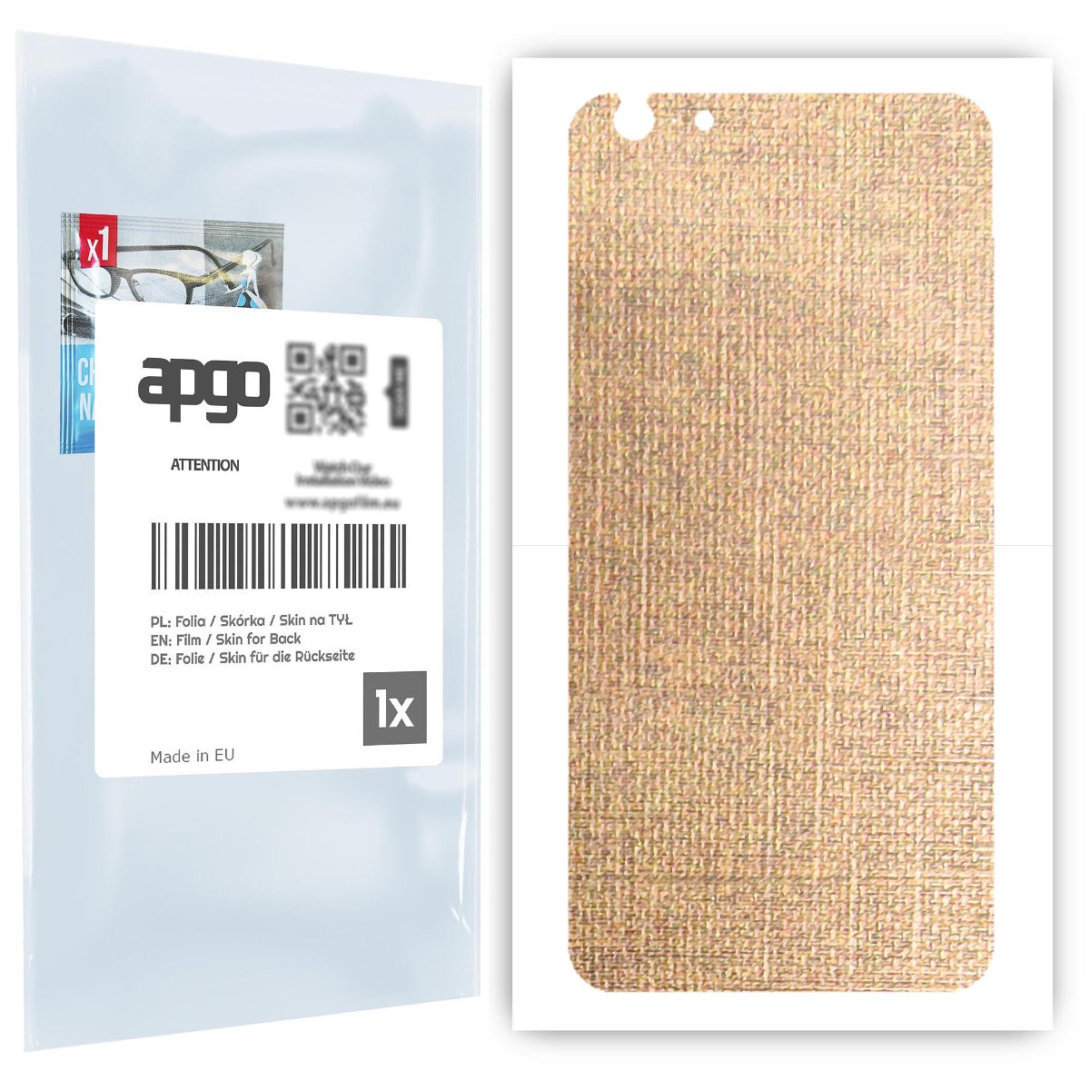 Folia naklejka skórka strukturalna na TYŁ do Apple iPhone 6s Plus -  Tkanina Denim Beżowy - apgo SKINS