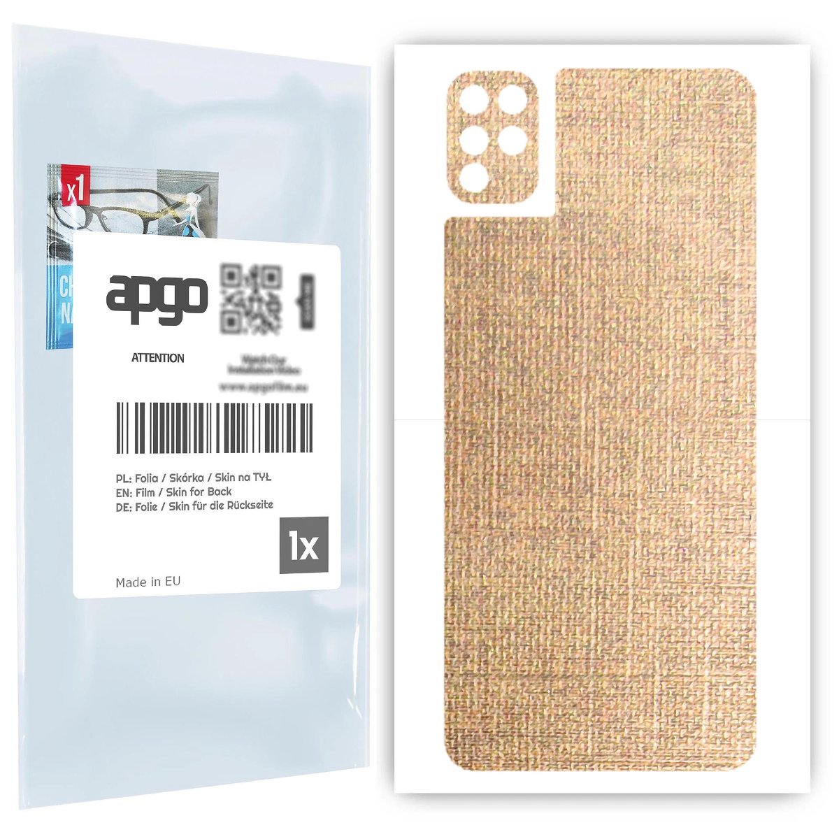 Folia naklejka skórka strukturalna na TYŁ do LG K42 -  Tkanina Denim Beżowy - apgo SKINS