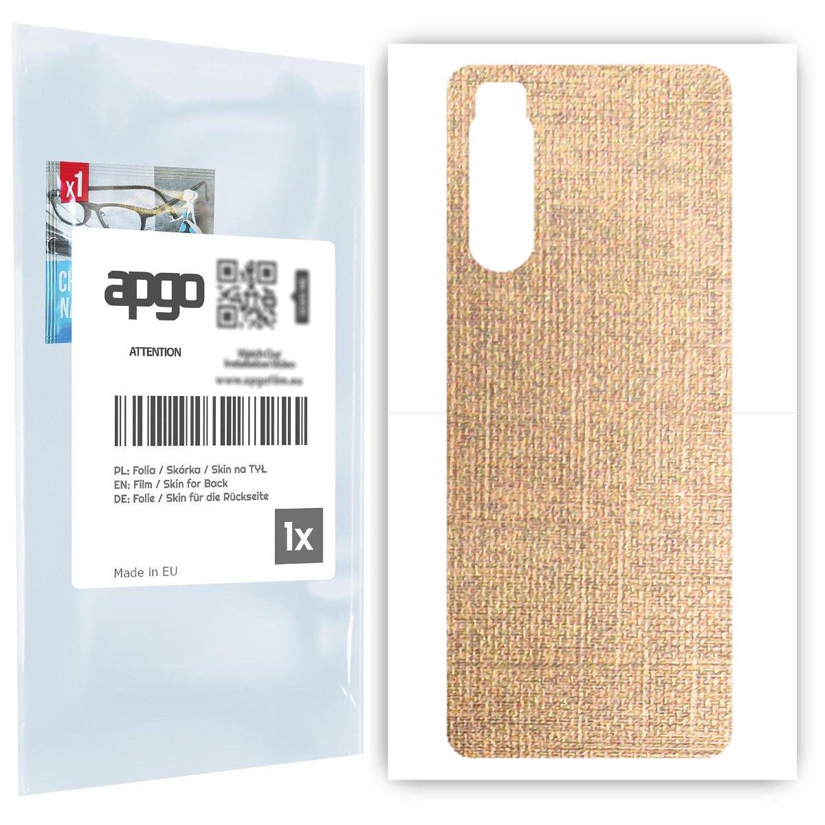 Folia naklejka skórka strukturalna na TYŁ do Sony Xperia 5 II -  Tkanina Denim Beżowy - apgo SKINS