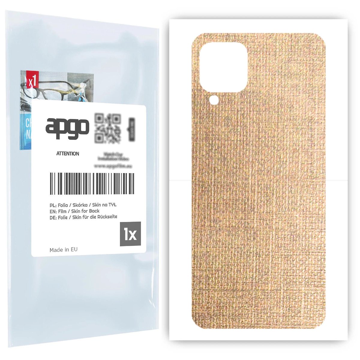 Folia naklejka skórka strukturalna na TYŁ do Samsung Galaxy M12 -  Tkanina Denim Beżowy - apgo SKINS