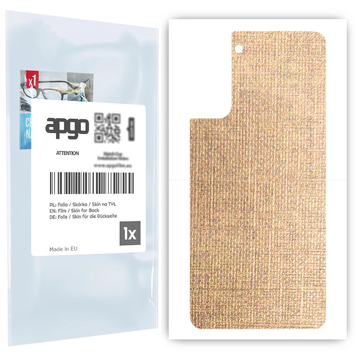 Folia naklejka skórka strukturalna na TYŁ do Samsung Galaxy S21+ 5G -  Tkanina Denim Beżowy - apgo SKINS