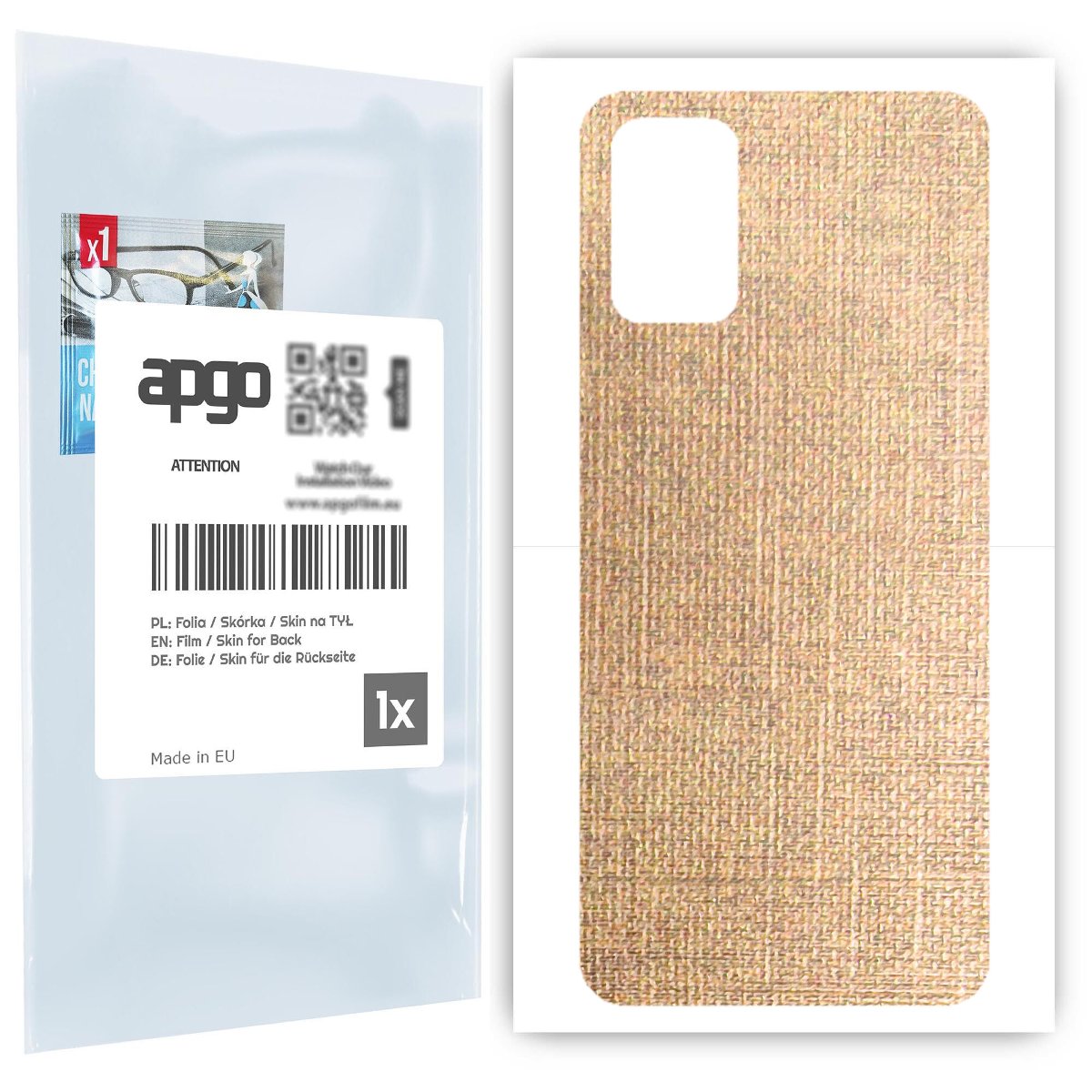 Folia naklejka skórka strukturalna na TYŁ do Samsung Galaxy A02s -  Tkanina Denim Beżowy - apgo SKINS