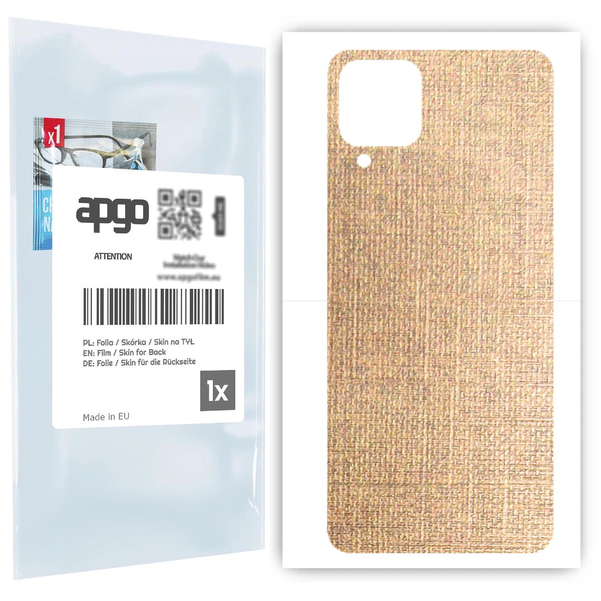 Folia naklejka skórka strukturalna na TYŁ do Samsung Galaxy A12 -  Tkanina Denim Beżowy - apgo SKINS