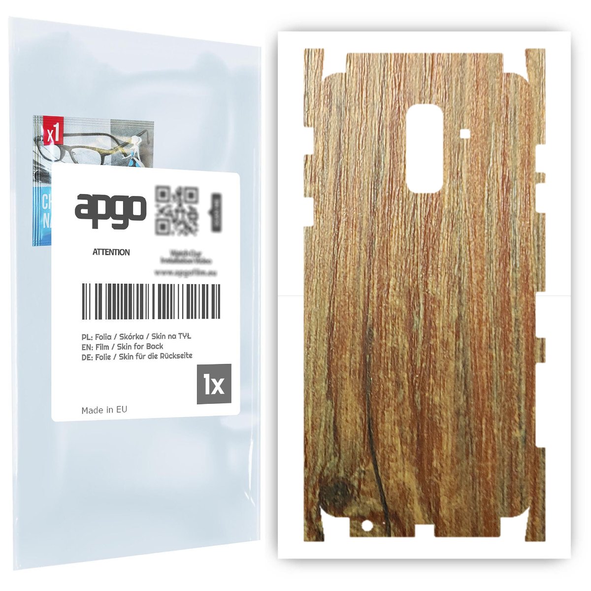 Folia naklejka skórka strukturalna na TYŁ+BOKI do Samsung Galaxy A6+ (2018) -  Drewno Sosna Antyczna - apgo SKINS
