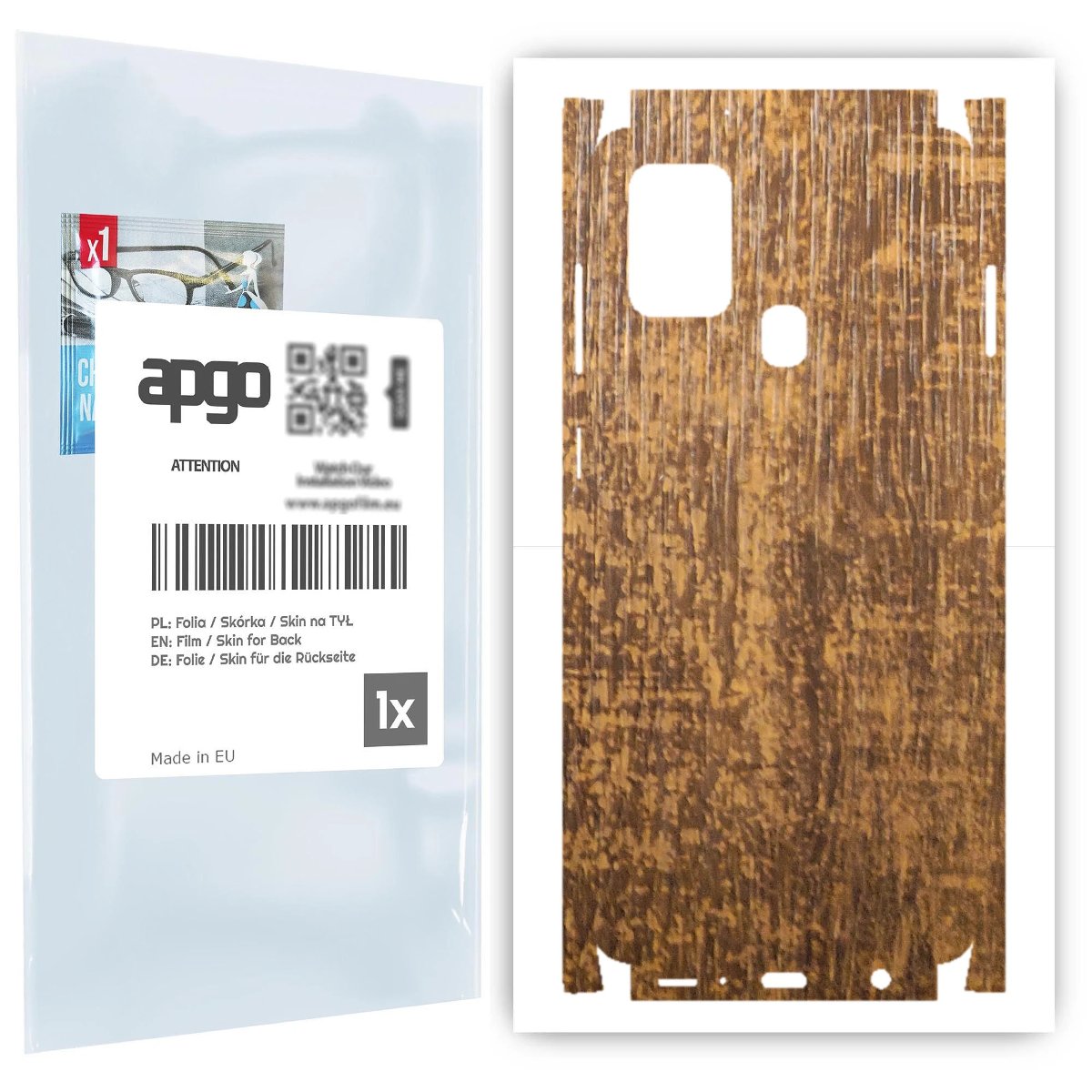 Folia naklejka skórka strukturalna na TYŁ+BOKI do Samsung Galaxy A21s -  Drewno Dąb Stary - apgo SKINS