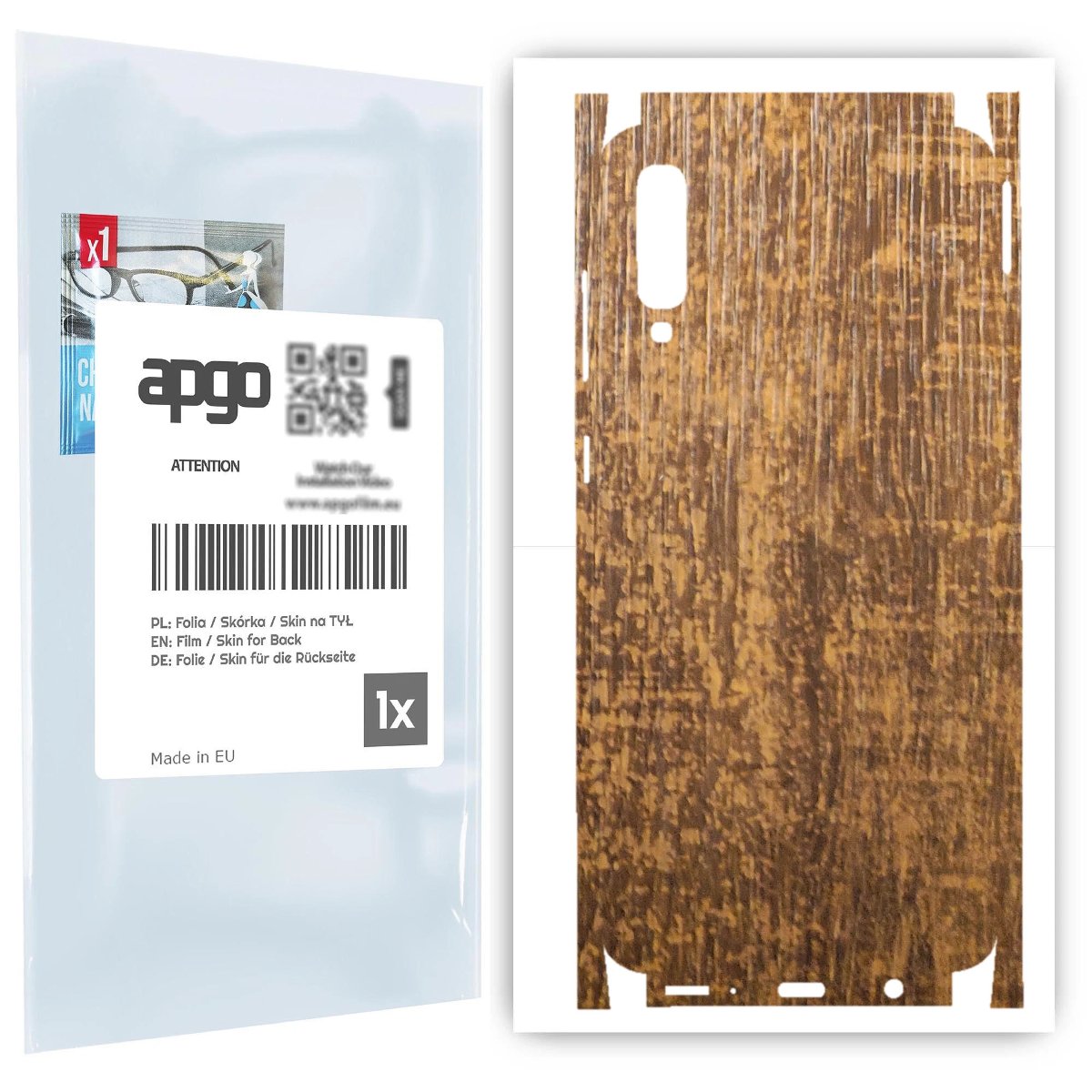 Folia naklejka skórka strukturalna na TYŁ+BOKI do Samsung Galaxy A70 -  Drewno Dąb Stary - apgo SKINS