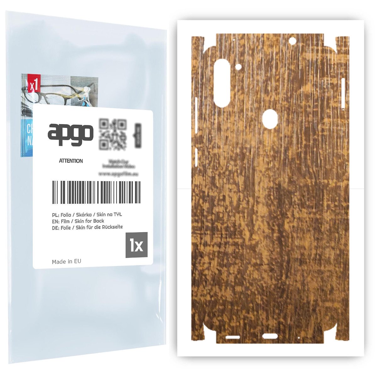 Folia naklejka skórka strukturalna na TYŁ+BOKI do Samsung Galaxy M11 -  Drewno Dąb Stary - apgo SKINS