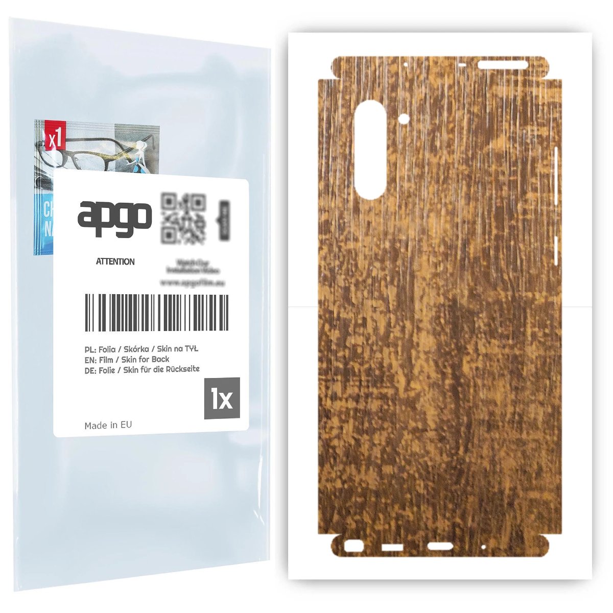 Folia naklejka skórka strukturalna na TYŁ+BOKI do Samsung Galaxy Note 10 -  Drewno Dąb Stary - apgo SKINS