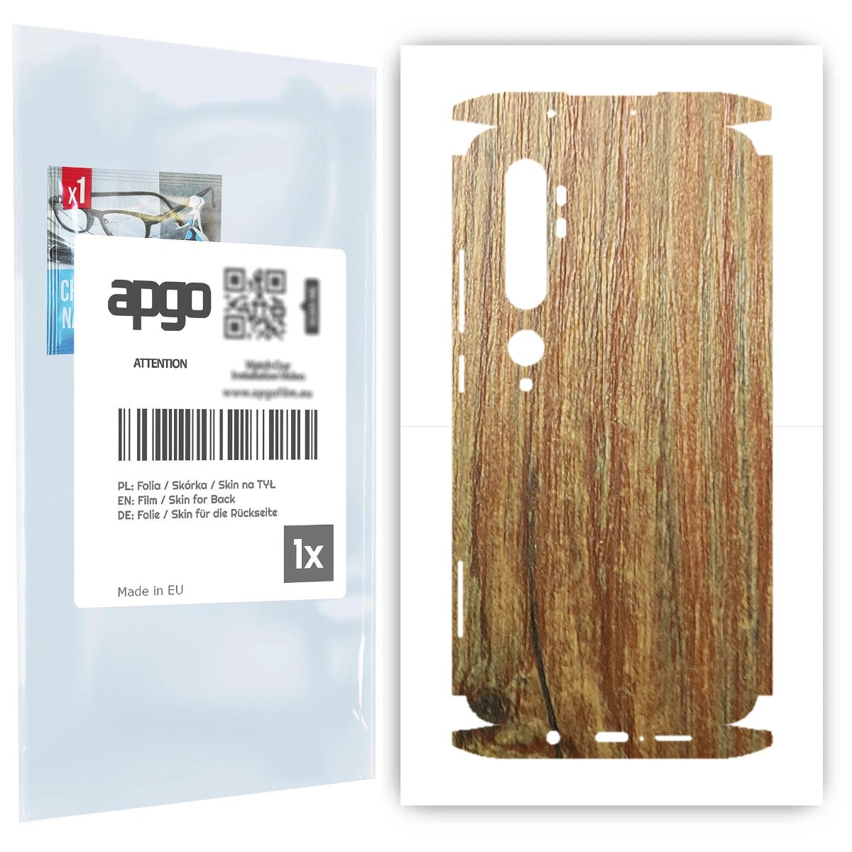 Folia naklejka skórka strukturalna na TYŁ+BOKI do Xiaomi Mi Note 10 Pro -  Drewno Sosna Antyczna - apgo SKINS