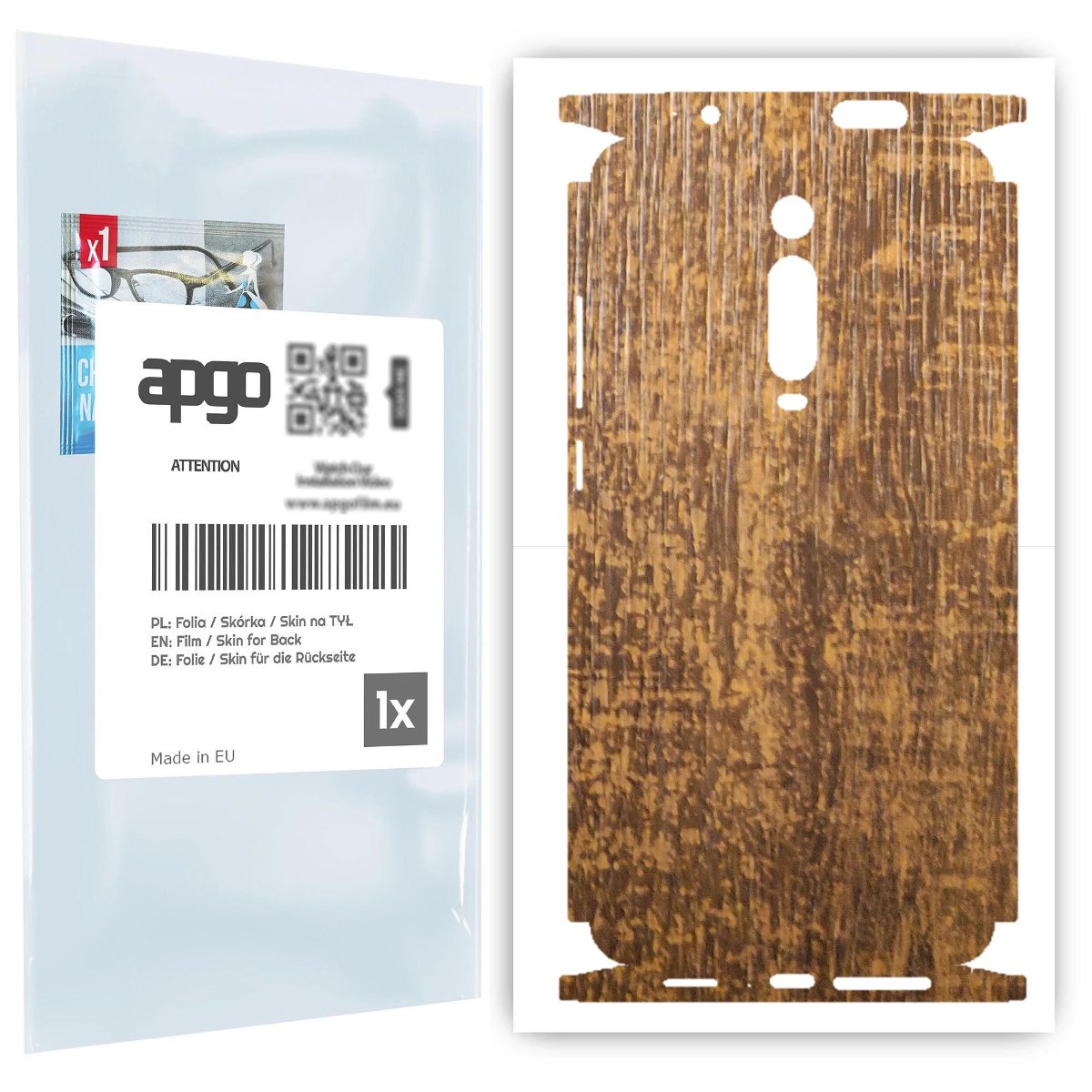 Folia naklejka skórka strukturalna na TYŁ+BOKI do Xiaomi Mi 9T -  Drewno Dąb Stary - apgo SKINS