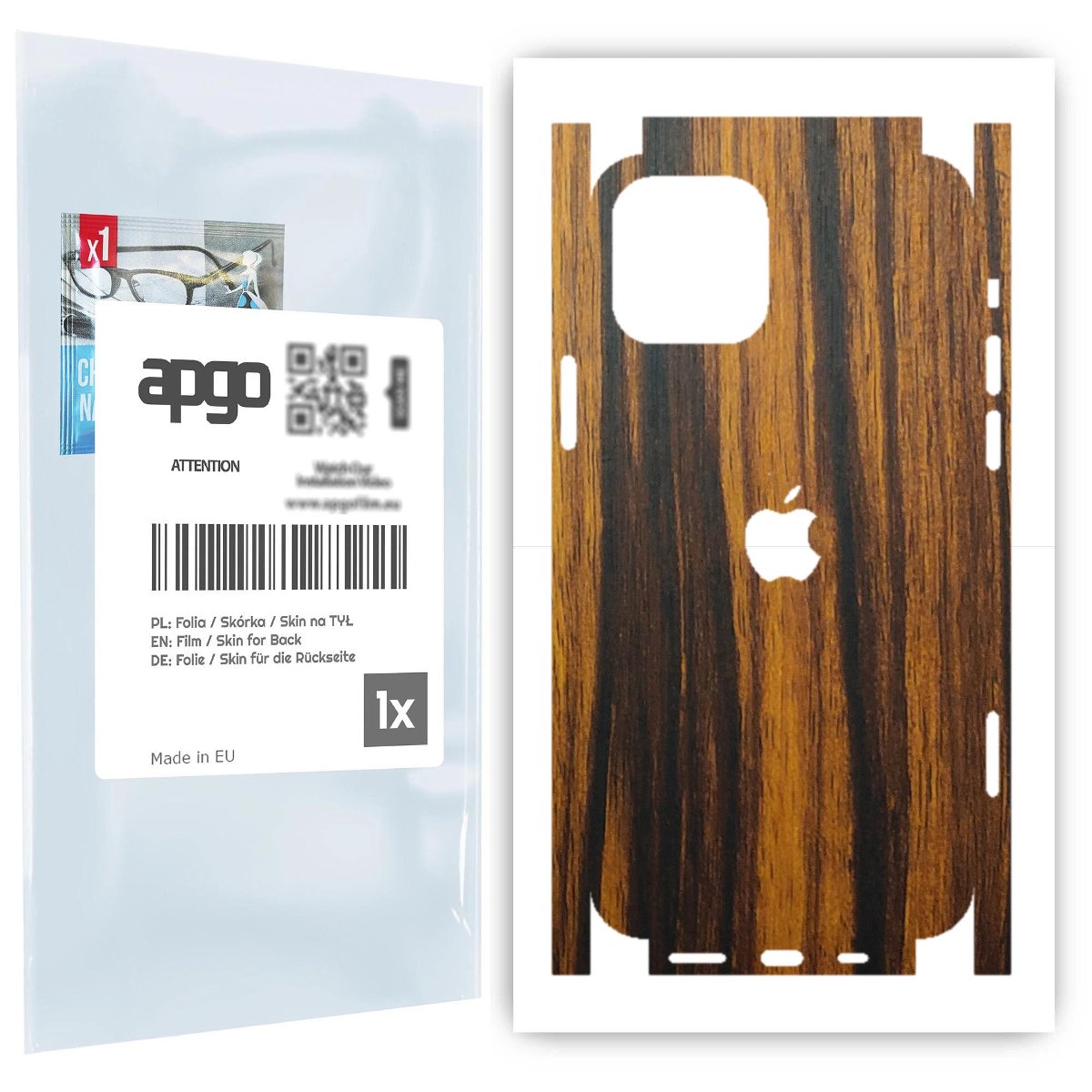 Folia naklejka skórka strukturalna na TYŁ+BOKI do Apple iPhone 12 Pro -  Drewno Tygrysie - apgo SKINS