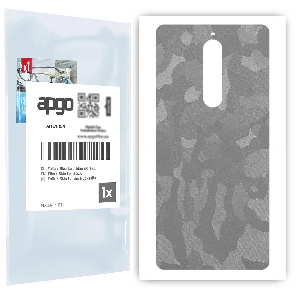 Folia naklejka skórka strukturalna na TYŁ do Nokia 5.1 -  Moro | Camo Srebrny - apgo SKINS