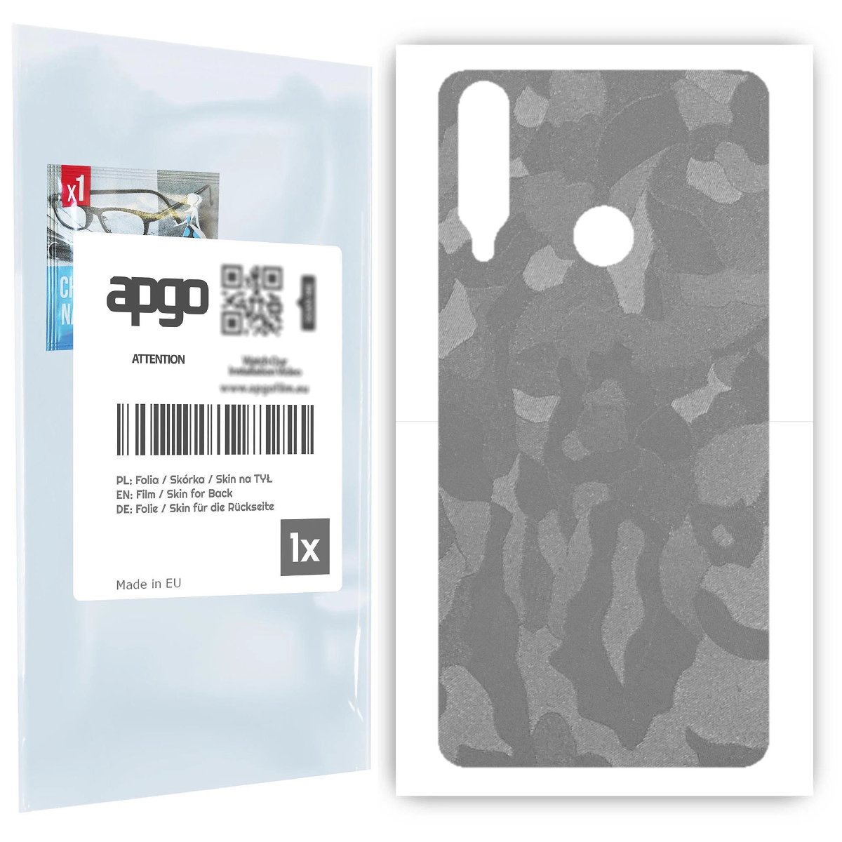 Folia naklejka skórka strukturalna na TYŁ do Huawei Y6p -  Moro | Camo Srebrny - apgo SKINS