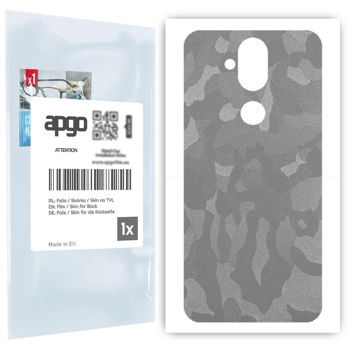 Folia naklejka skórka strukturalna na TYŁ do Nokia 8.1 (Nokia X7) -  Moro | Camo Srebrny - apgo SKINS