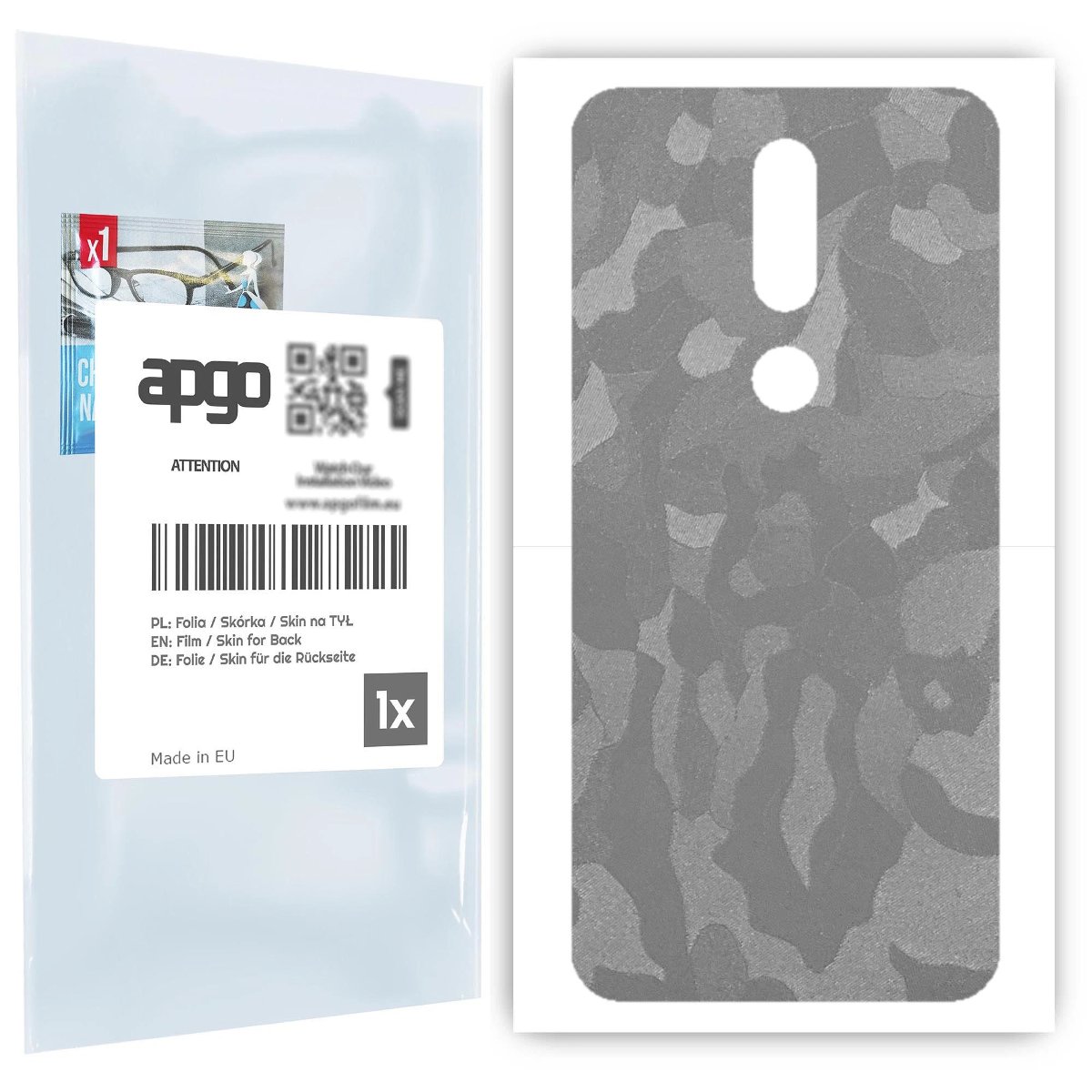 Folia naklejka skórka strukturalna na TYŁ do Nokia 7.1 -  Moro | Camo Srebrny - apgo SKINS