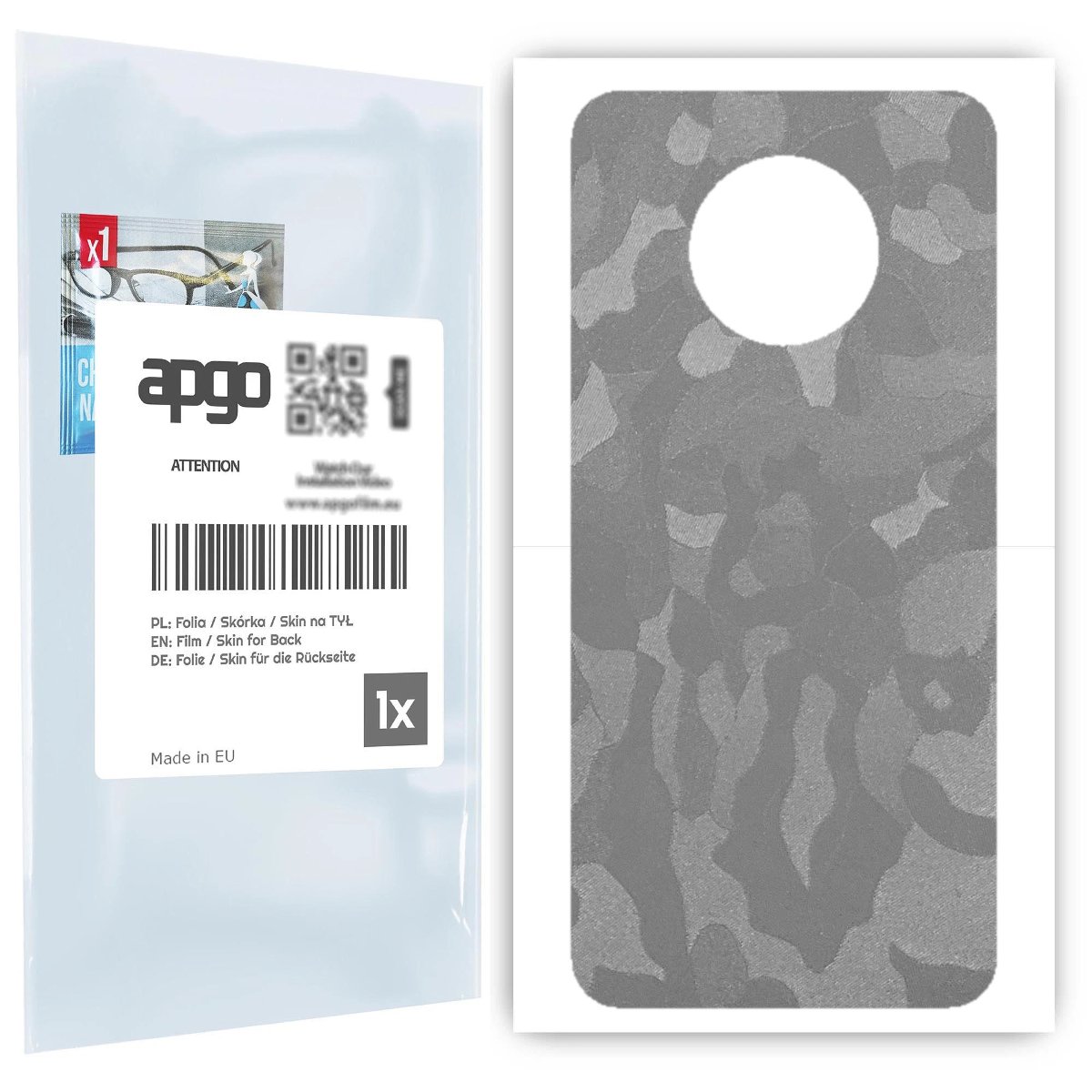 Folia naklejka skórka strukturalna na TYŁ do OnePlus 7T -  Moro | Camo Srebrny - apgo SKINS