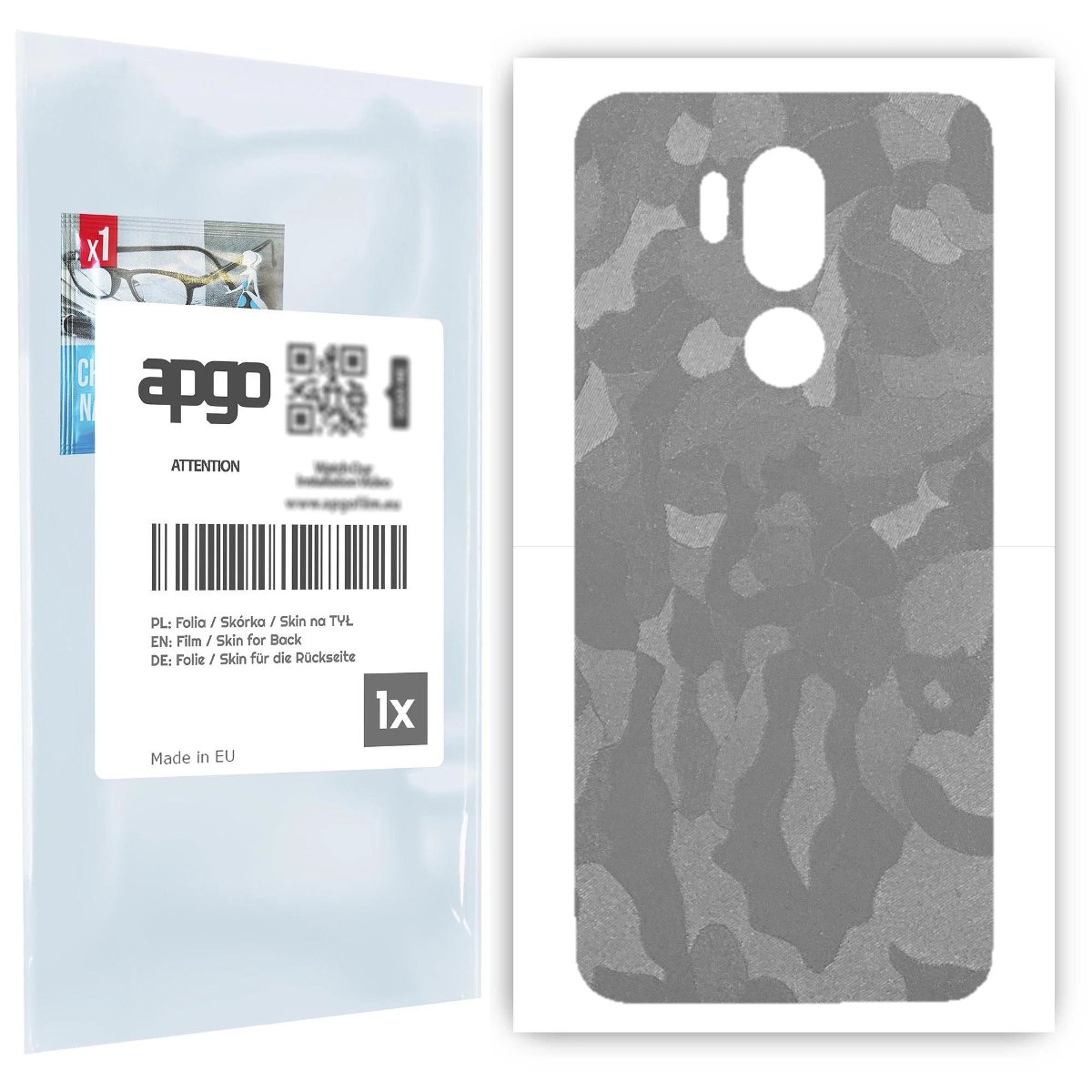 Folia naklejka skórka strukturalna na TYŁ do LG G7 ThinQ -  Moro | Camo Srebrny - apgo SKINS