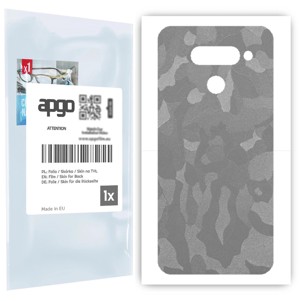 Folia naklejka skórka strukturalna na TYŁ do LG Q60 -  Moro | Camo Srebrny - apgo SKINS