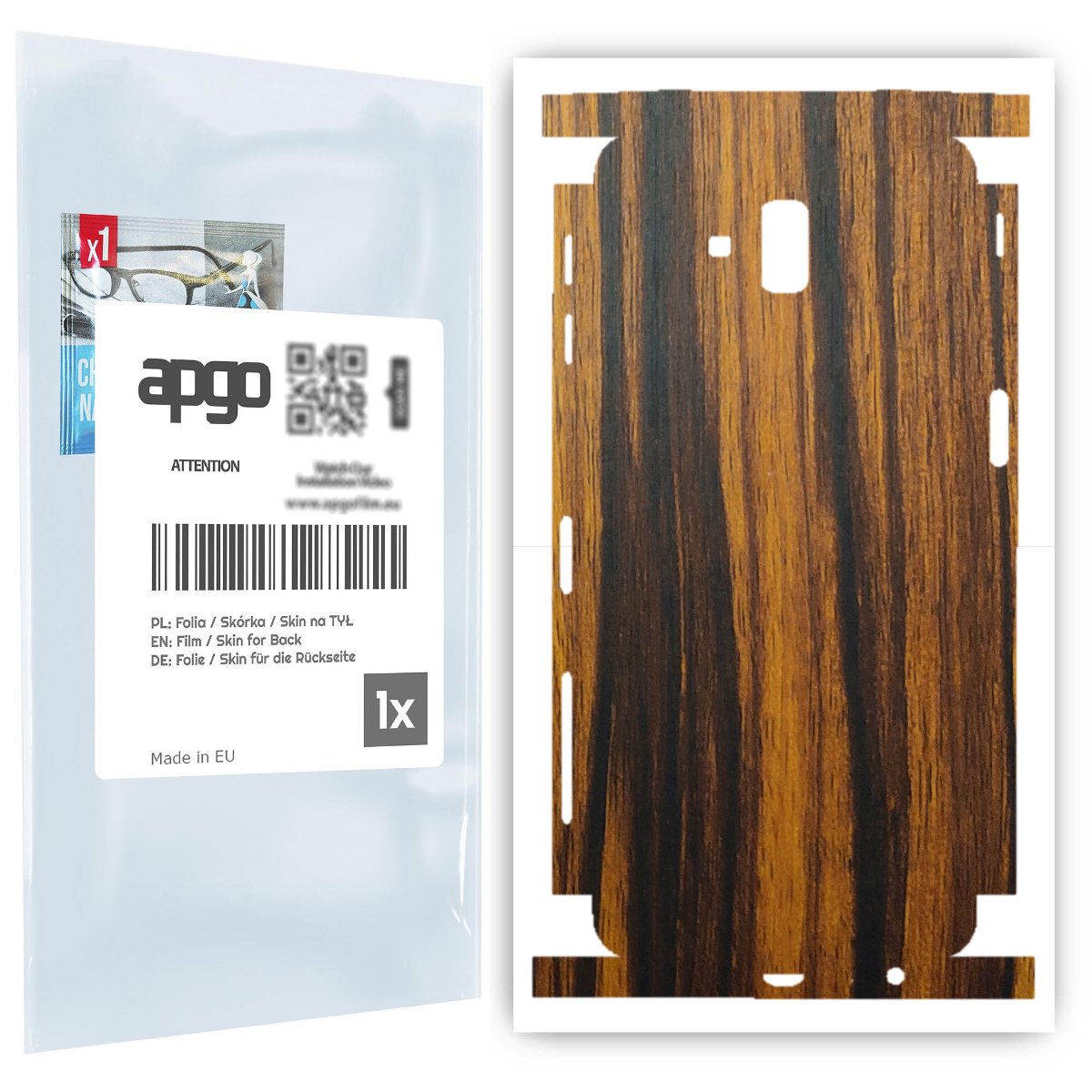 Folia naklejka skórka strukturalna na TYŁ+BOKI do Samsung Galaxy J6+ -  Drewno Tygrysie - apgo SKINS