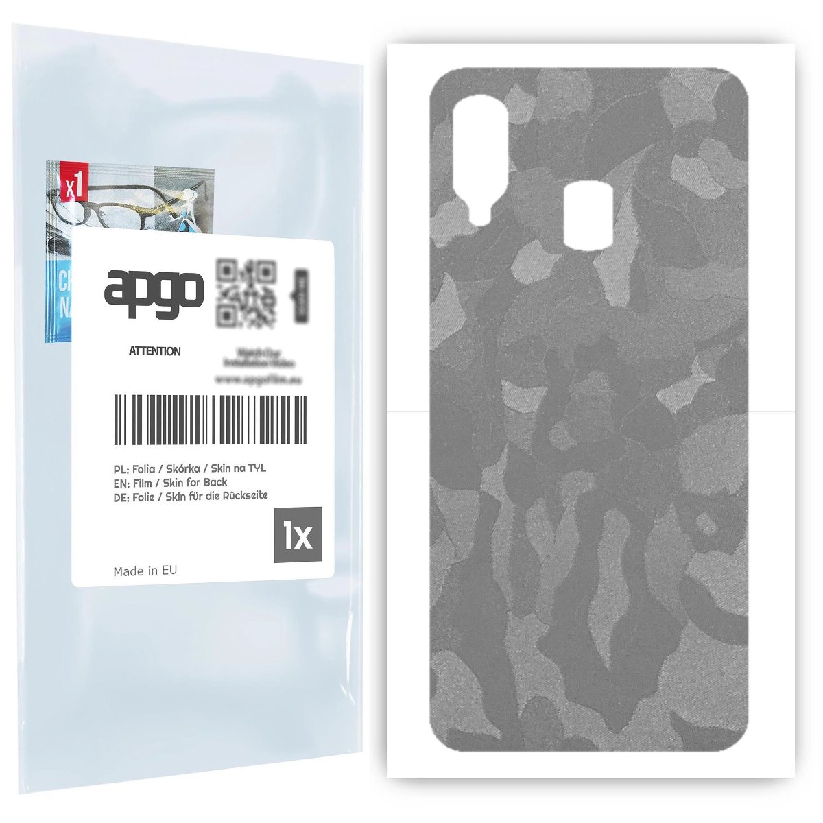 Folia naklejka skórka strukturalna na TYŁ do Samsung Galaxy A40 -  Moro | Camo Srebrny - apgo SKINS