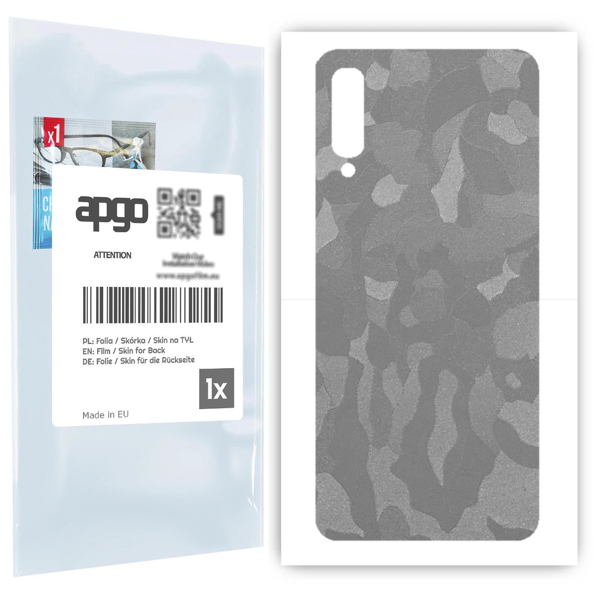 Folia naklejka skórka strukturalna na TYŁ do Samsung Galaxy A50 -  Moro | Camo Srebrny - apgo SKINS