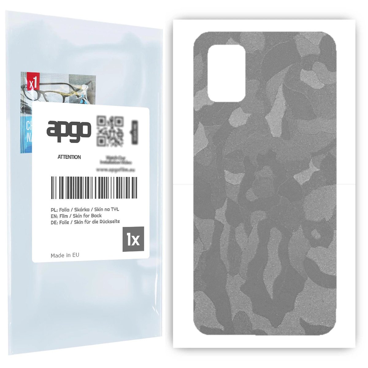 Folia naklejka skórka strukturalna na TYŁ do Samsung Galaxy A51 -  Moro | Camo Srebrny - apgo SKINS